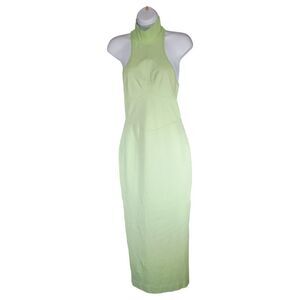 Noam Martinique Bodycon Sleeveless Long High Neck Dress Lime Green Small